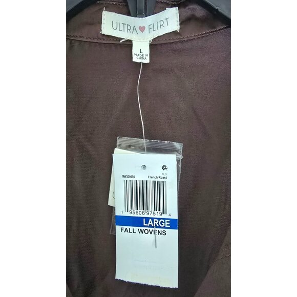 Ultra Flirt French Roast Button-Up Shirt Large Brown Fall Wovens - Picture 5 of 6